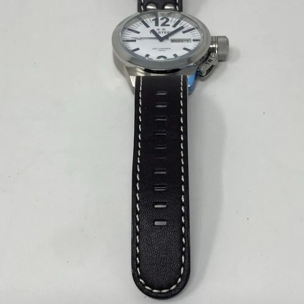 NEW TW Steel CEO Canteen 45mm Watch CE1005 Brown Leather White Dial Quartz - Picture 9 of 13